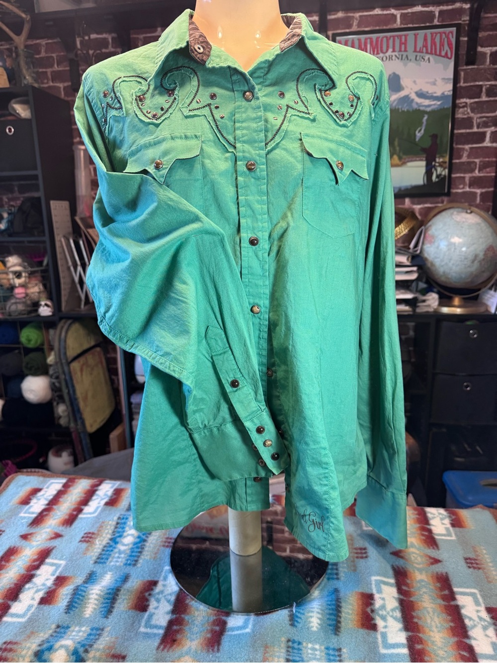 Western Snap-Front Shirt in Green